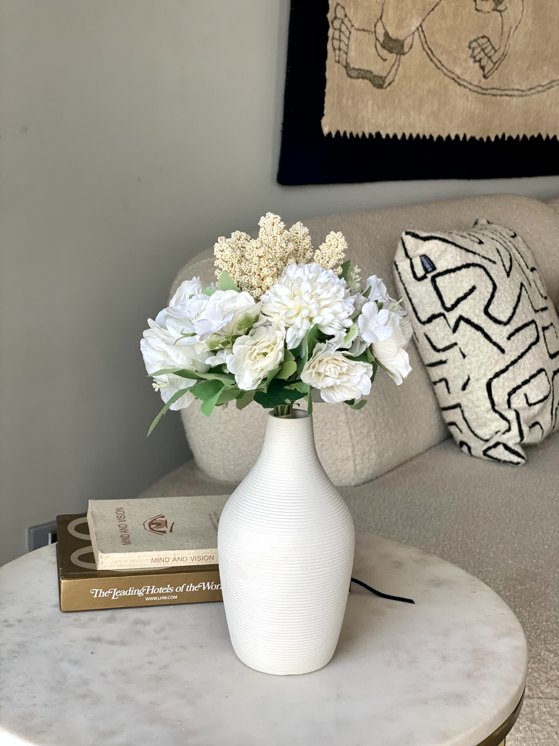 Artificial Chrysanths Bunch - White - Image 3