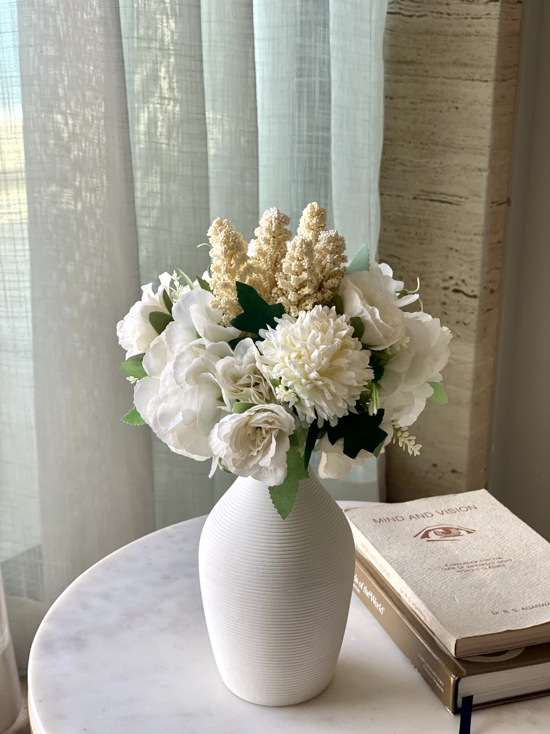 Artificial Chrysanths Bunch - White - Image 5