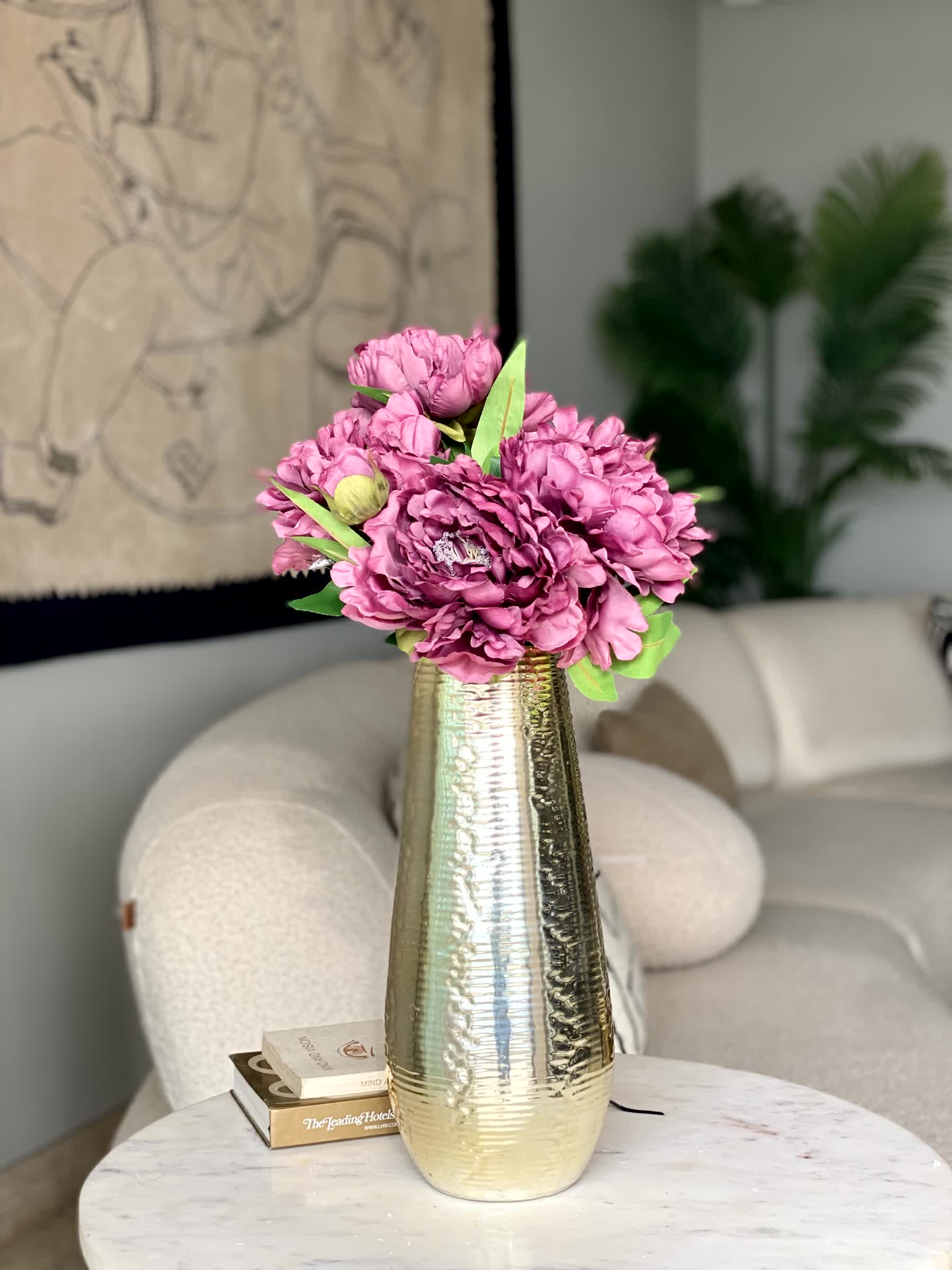 Artificial Dahila Flower Bunch - Burgundy - Image 4