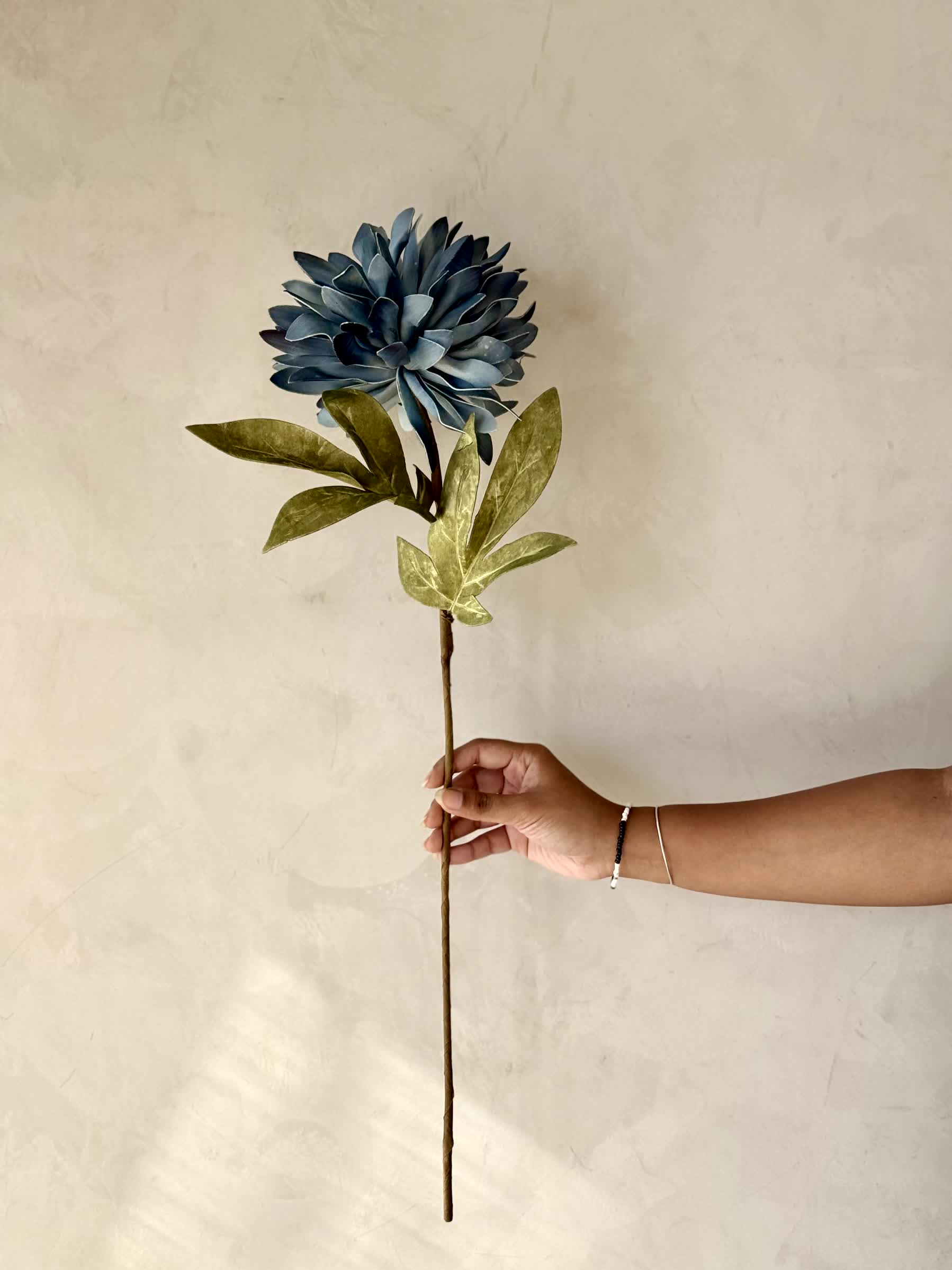 Artificial Dali Dahlia Flower Stem  - Blue (One Stem) - Image 3