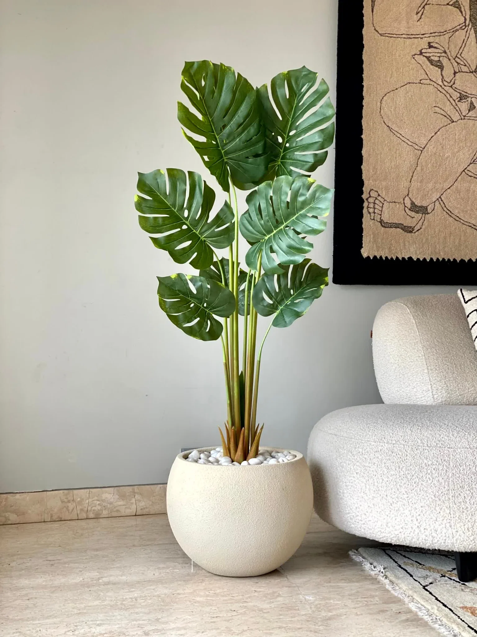 Artificial Evergreen Monstera Plant - 4.5 Feet - Image 9