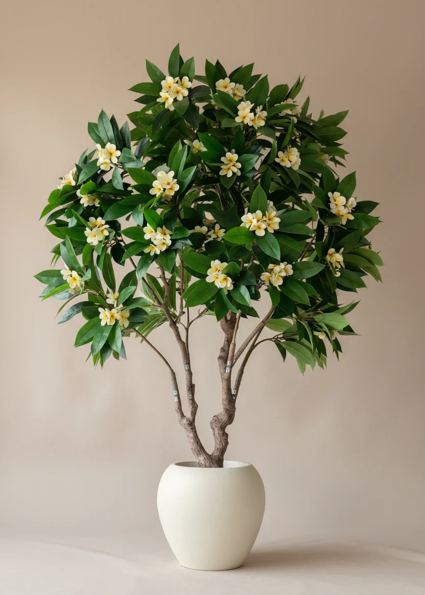 Artificial Frangipani Plant + Pot - 7.7 Feet (White) - Image 3