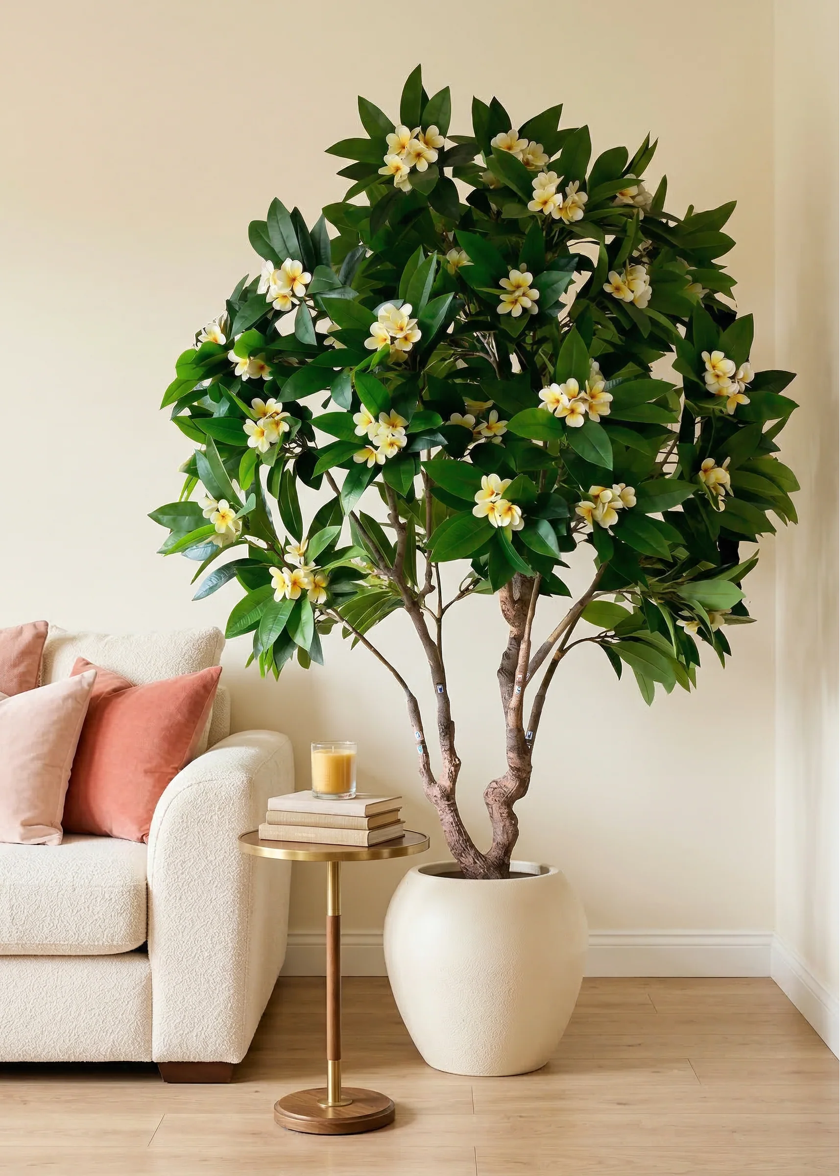 Artificial Frangipani Plant + Pot - 7.7 Feet (White) - Image 4