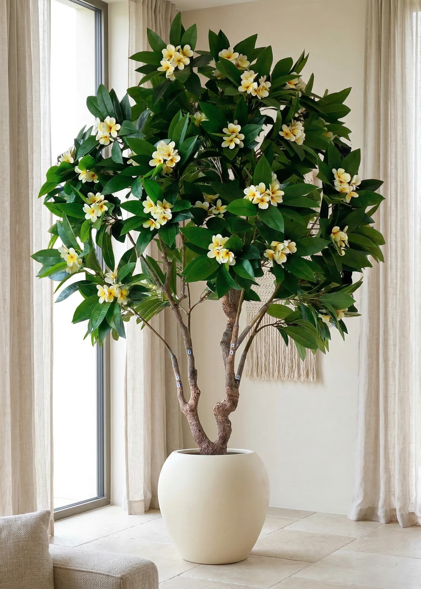 Artificial Frangipani Plant + Pot - 7.7 Feet (White) - Image 5