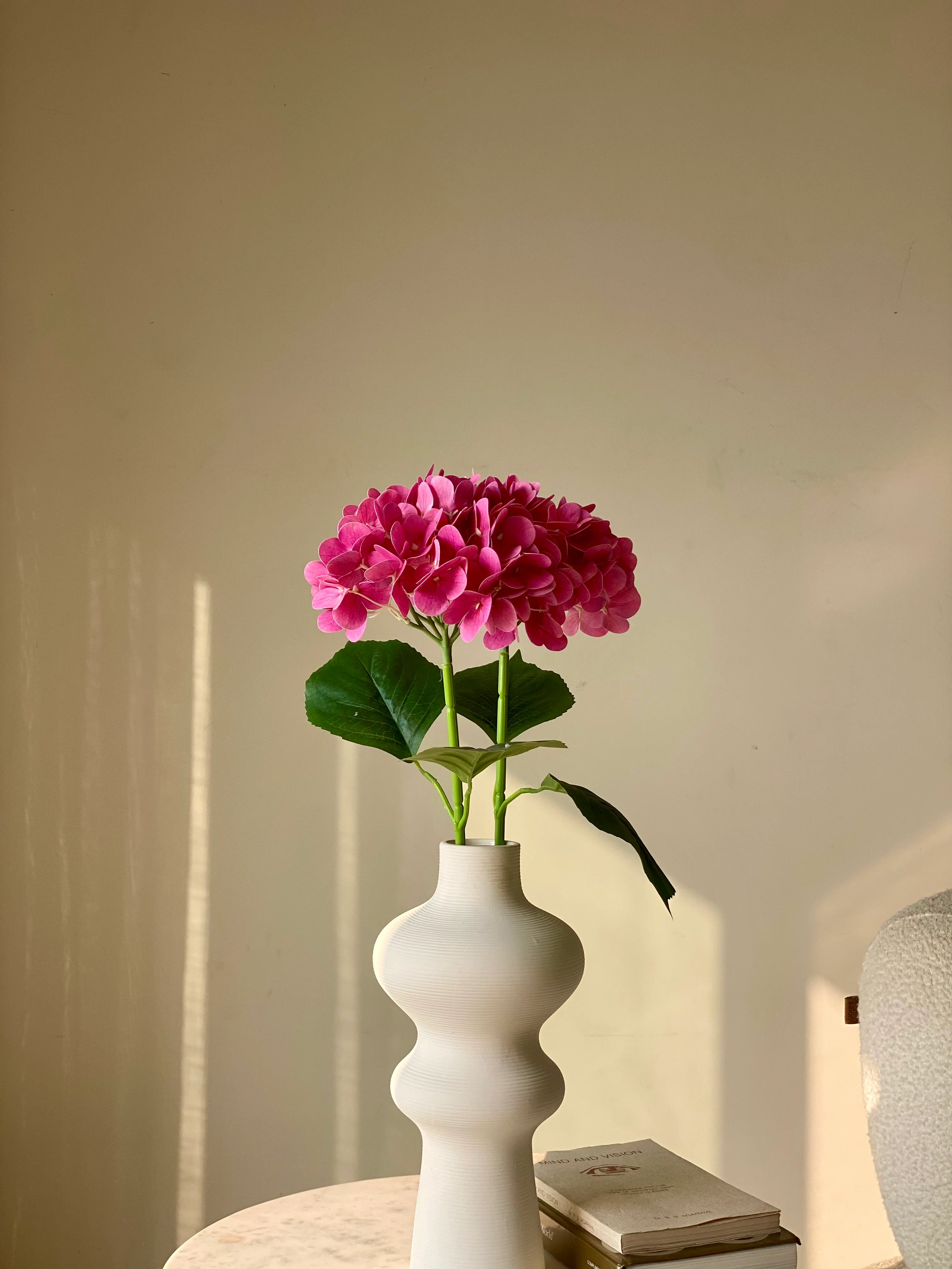 Artificial Pink Hydrangea Flower Stem  - Set of 2 - Image 3