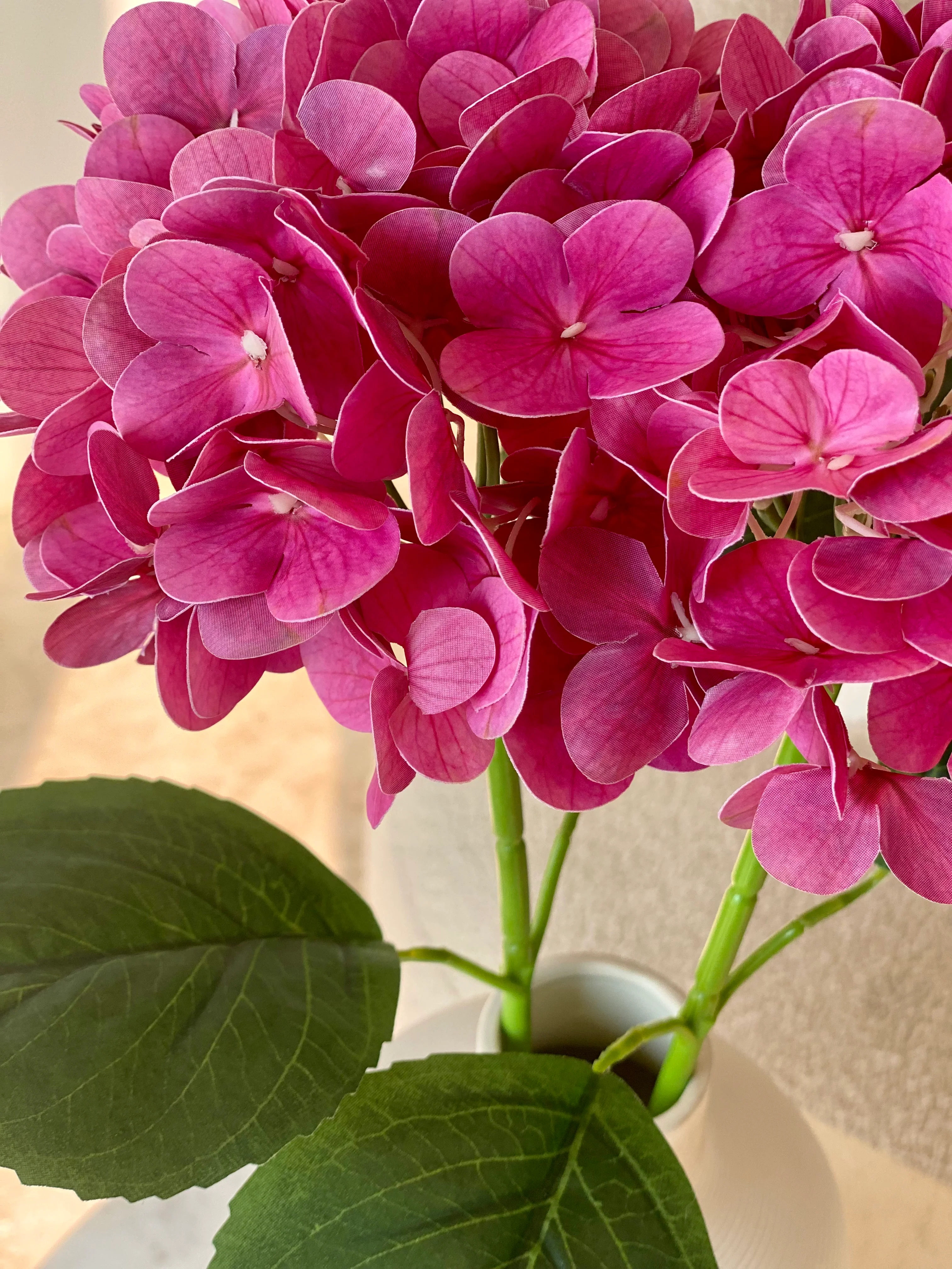 Artificial Pink Hydrangea Flower Stem  - Set of 2 - Image 4
