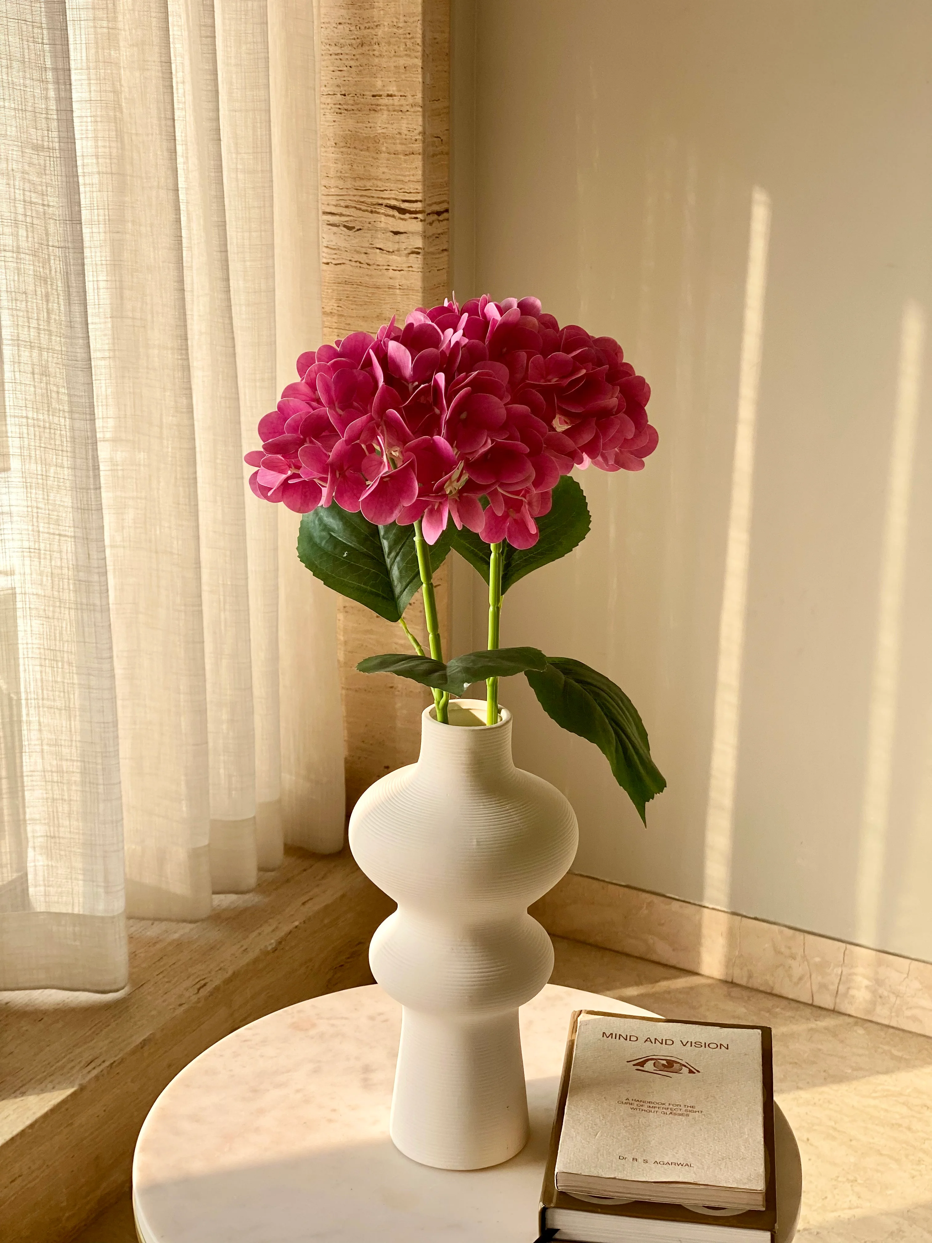 Artificial Pink Hydrangea Flower Stem  - Set of 2 - Image 5