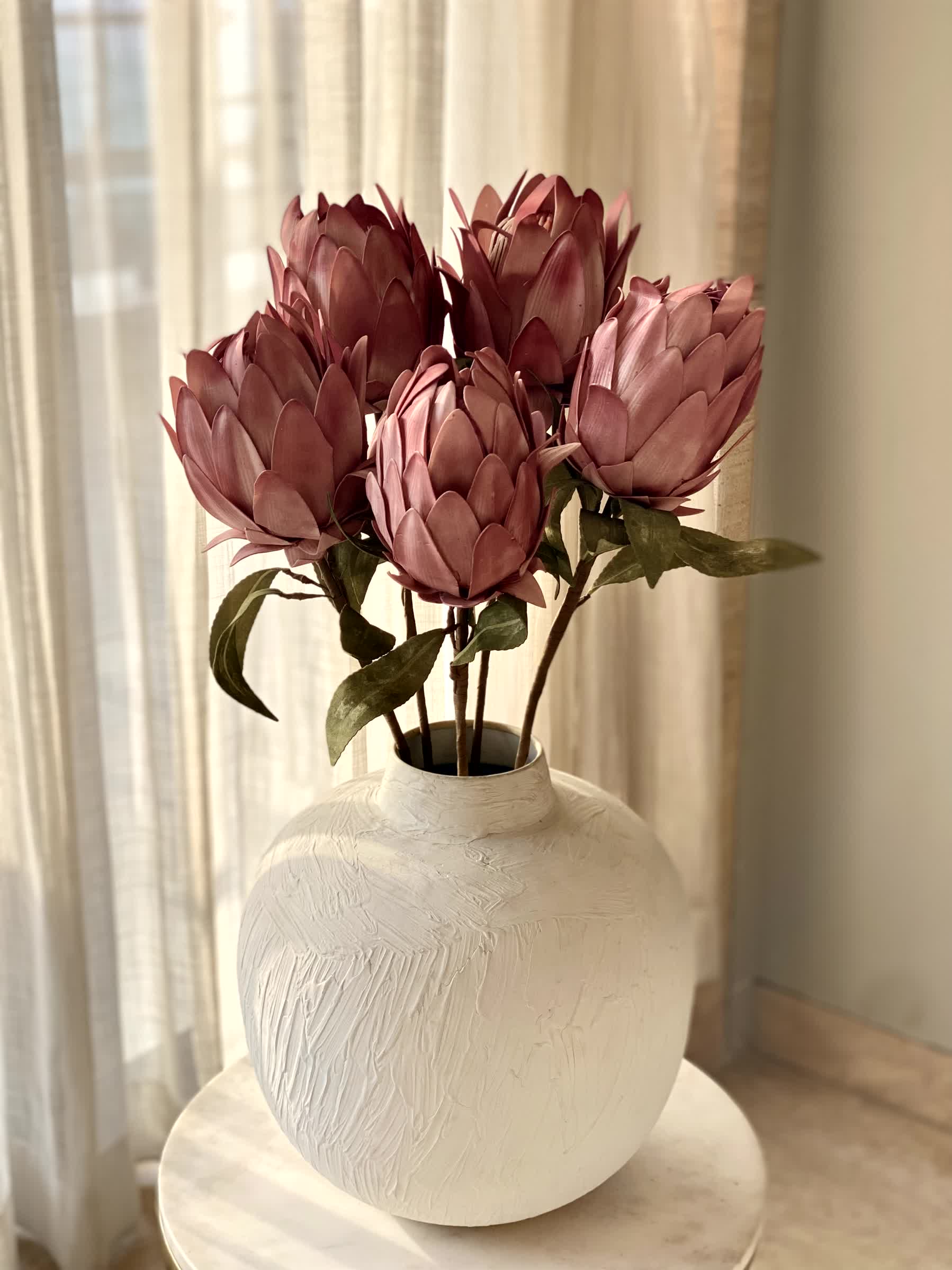 Artificial Protea Flower Stem  -  Pink (One Stem) - Image 4