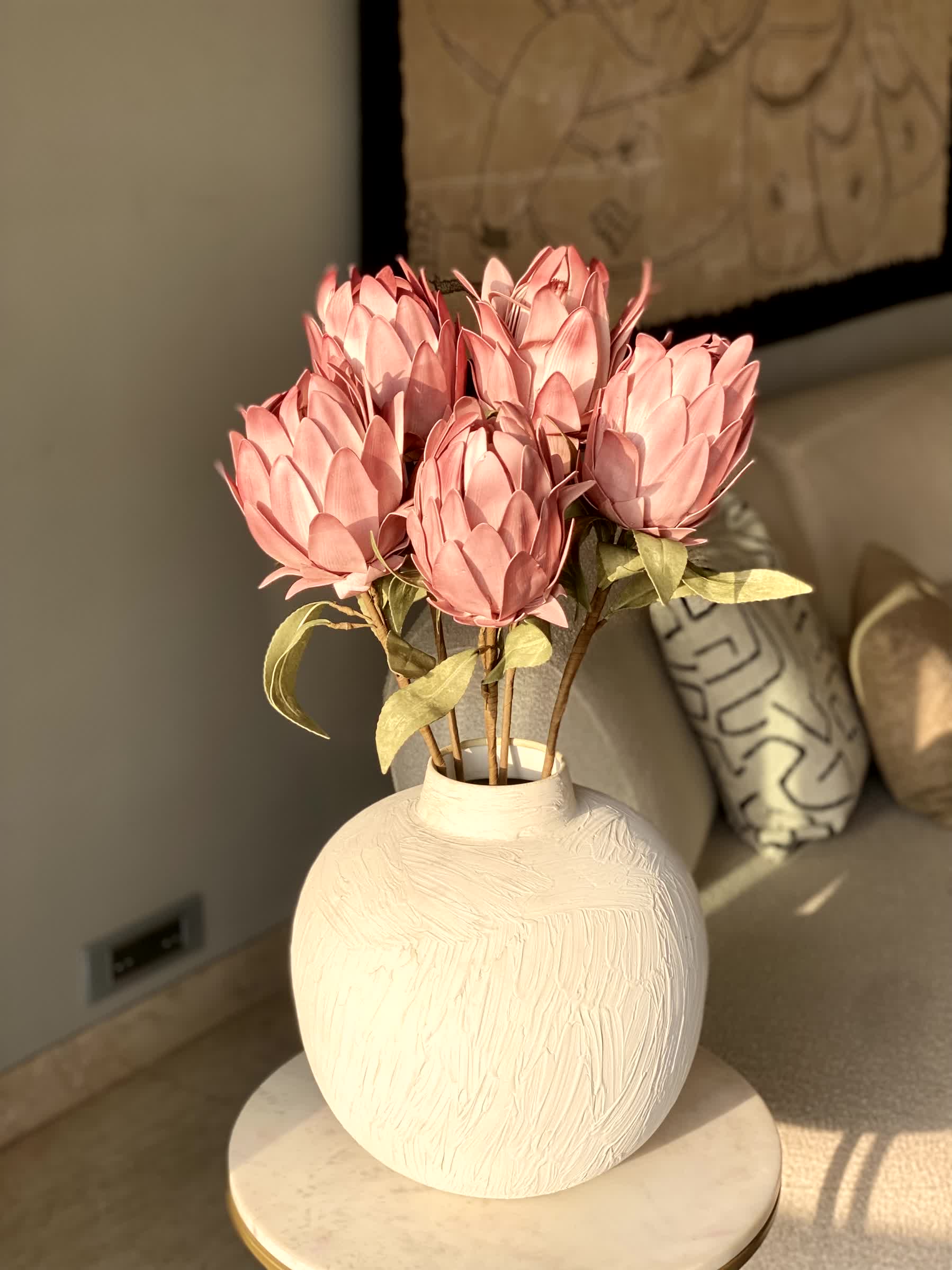 Artificial Protea Flower Stem  -  Pink (One Stem) - Image 5