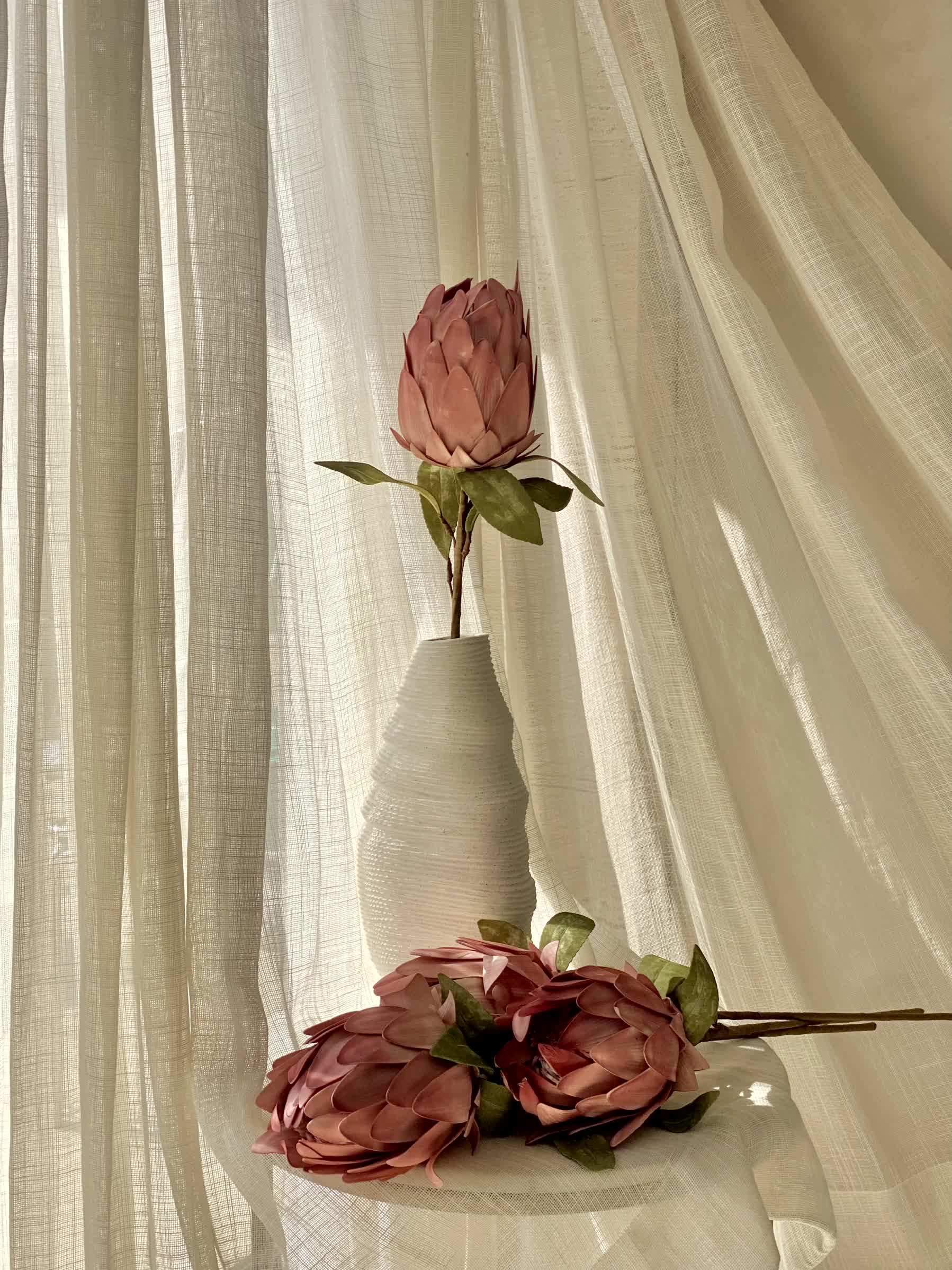 Artificial Protea Flower Stem  -  Pink (One Stem) - Image 6