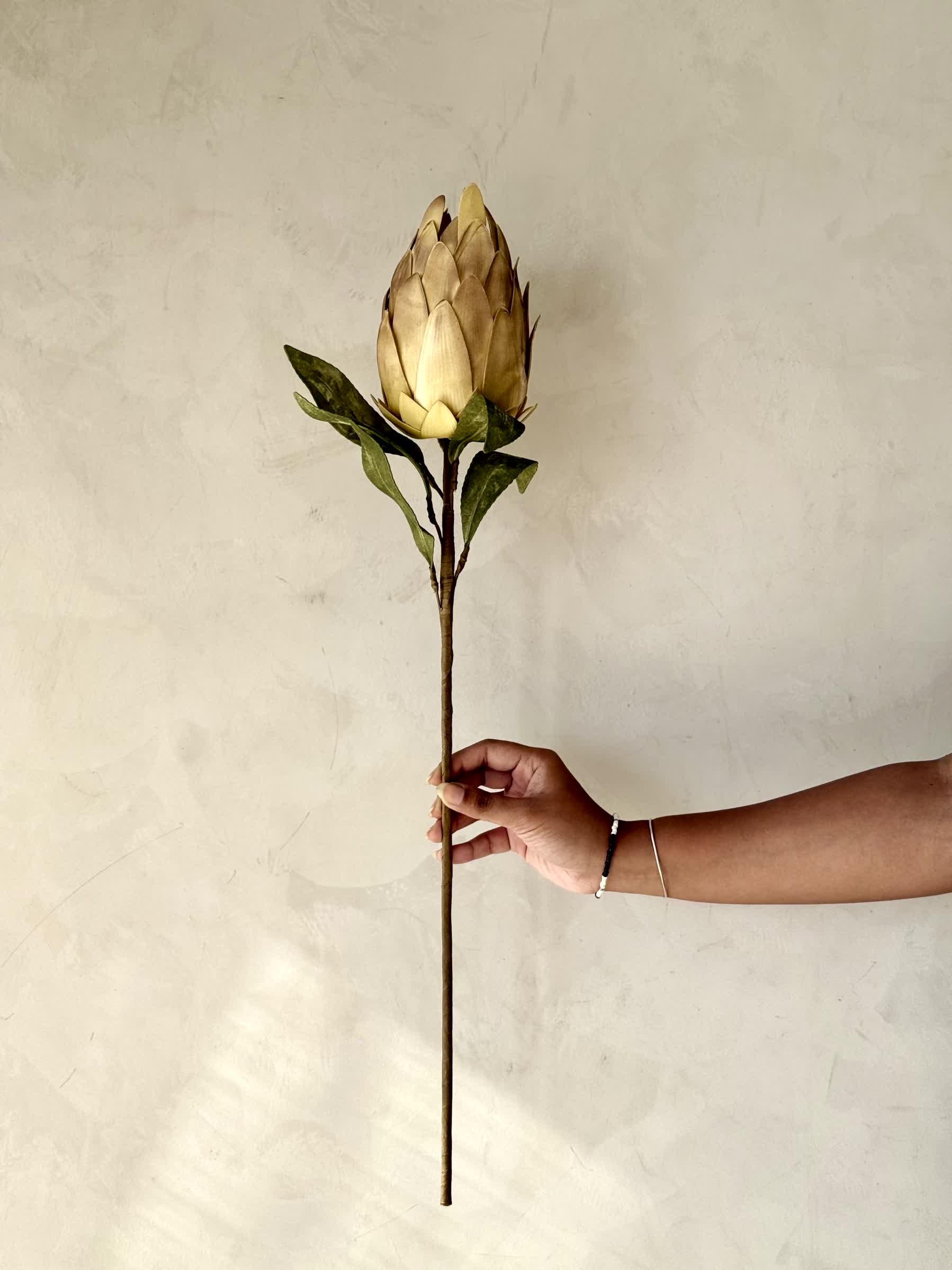 Artificial Protea Flower Stem  -  Yellow (One Stem) - Image 3