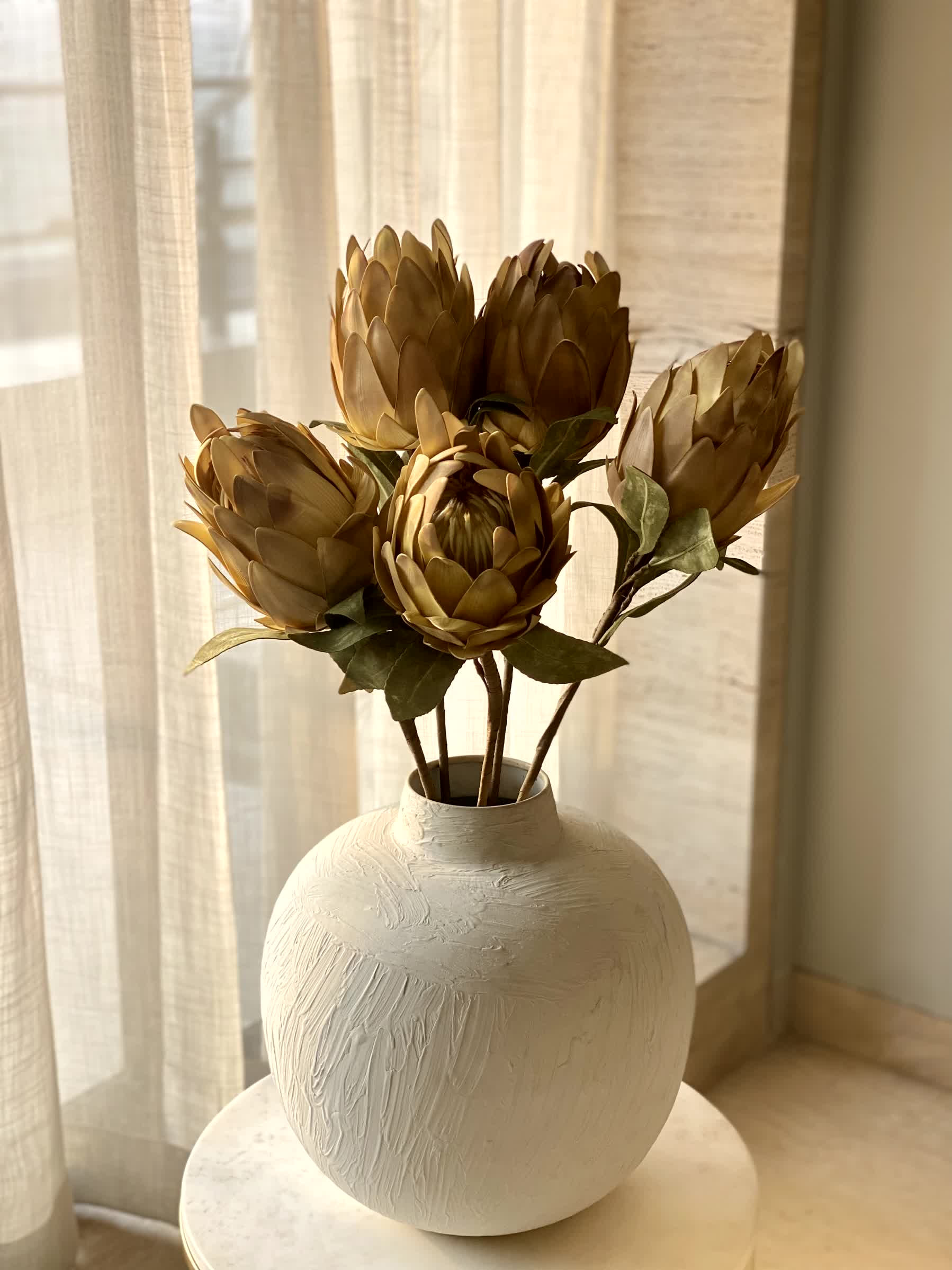 Artificial Protea Flower Stem  -  Yellow (One Stem) - Image 4