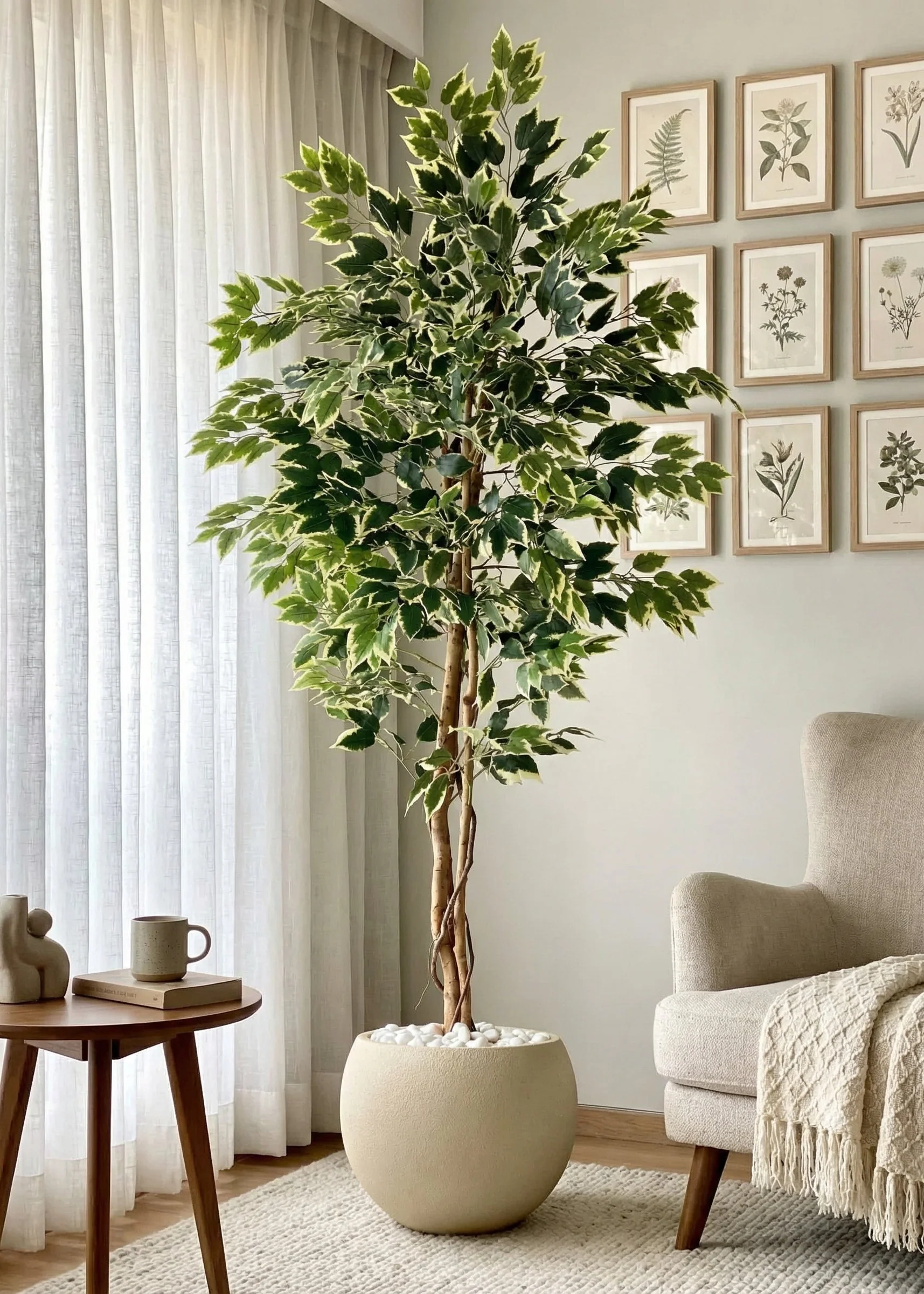 Artificial Variegated Dried Ficus Plant - 6.5 Feet - Image 5