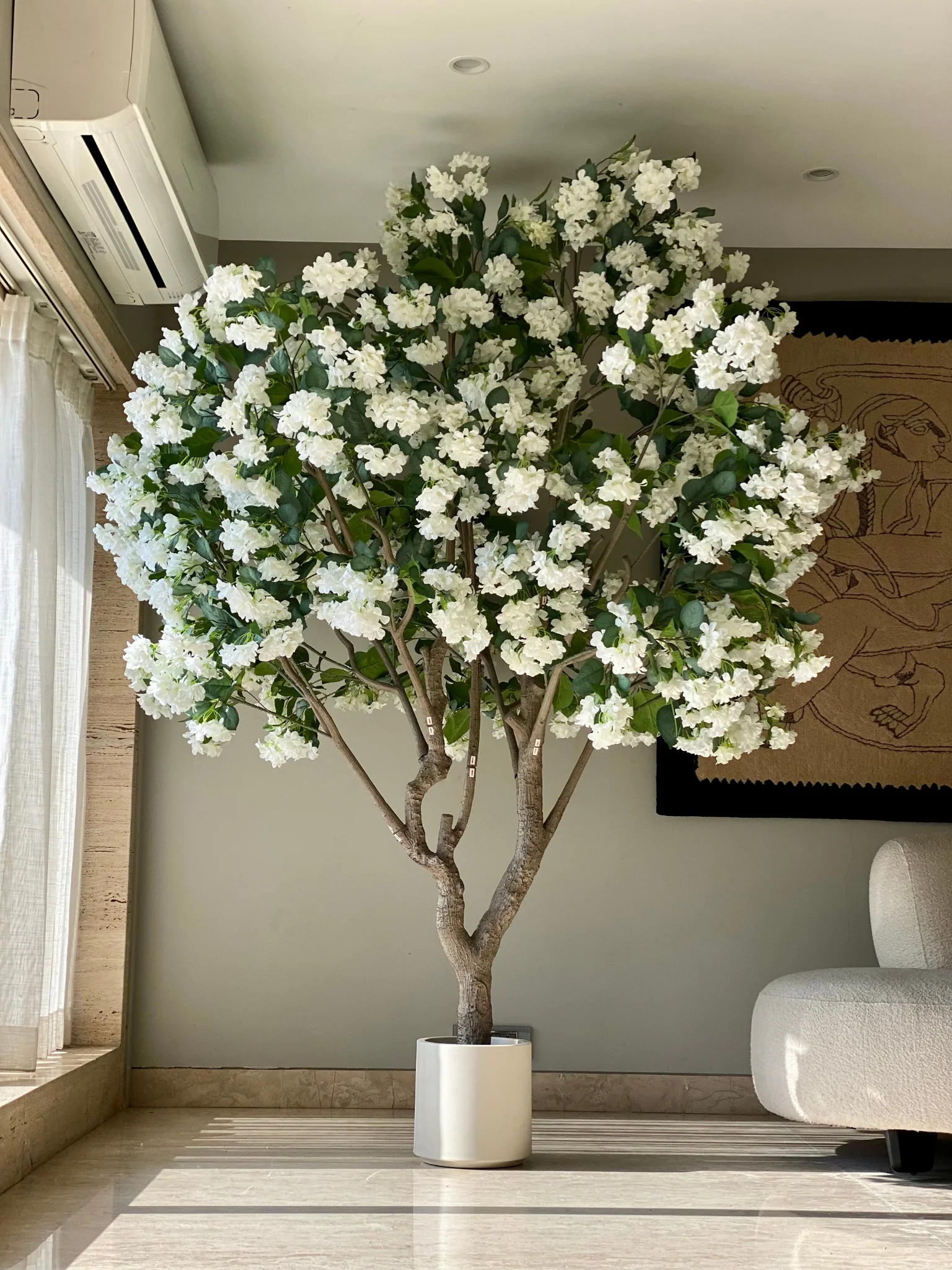 Artificial White Blossom Plant - 8 Feet - Image 5