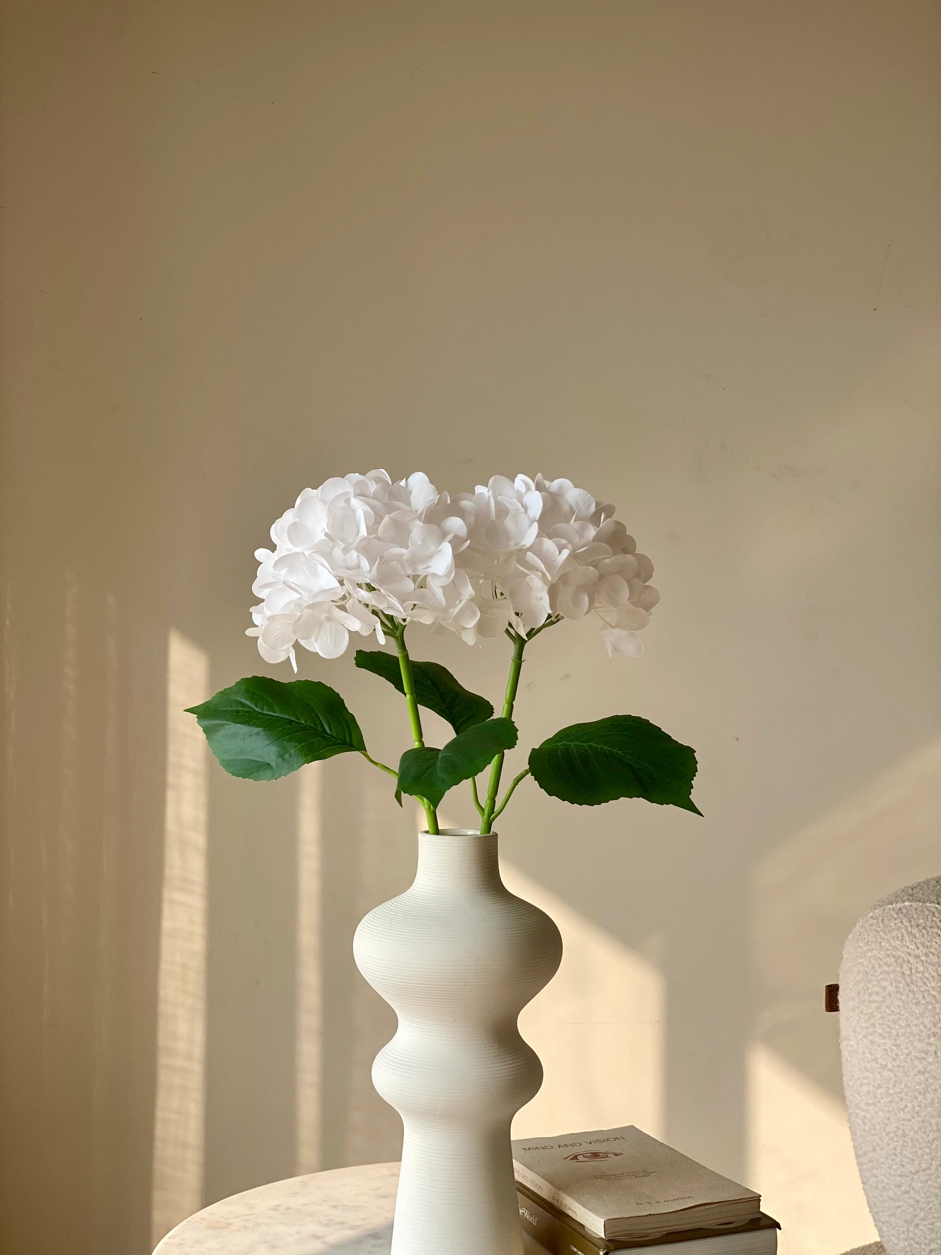 Artificial White Hydrangea Flower Stem - Set of 2 - Image 3