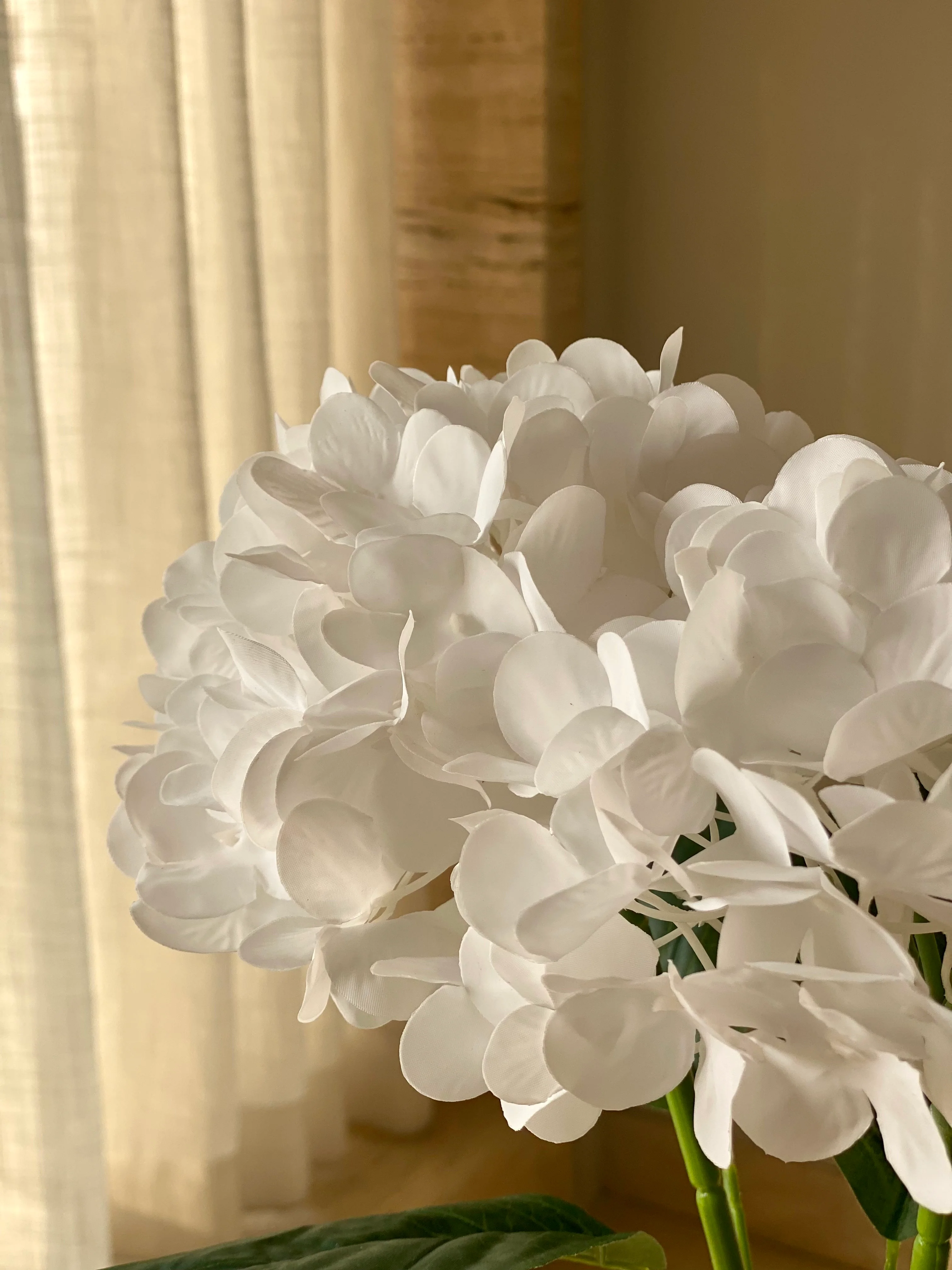 Artificial White Hydrangea Flower Stem - Set of 2 - Image 4