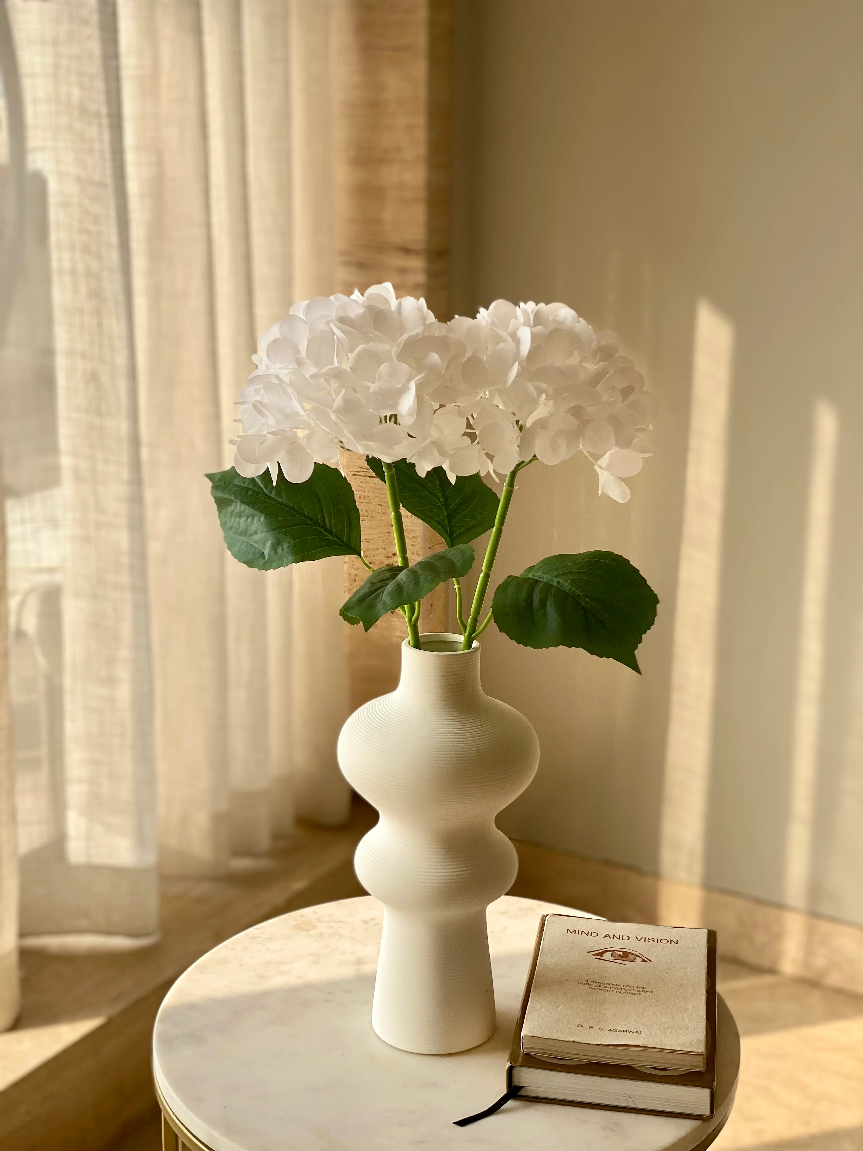 Artificial White Hydrangea Flower Stem - Set of 2 - Image 5