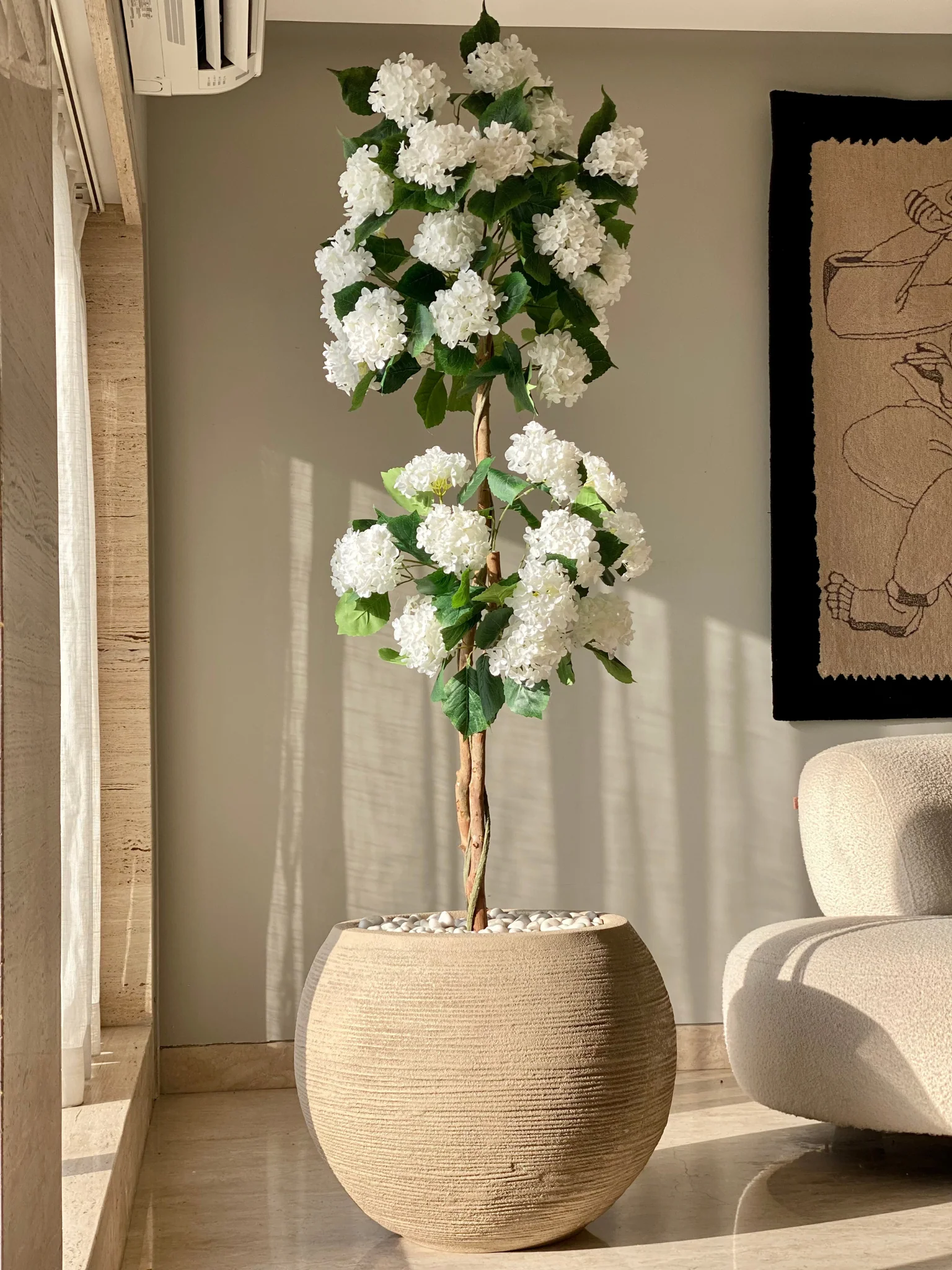 Artificial White Hydrangea Plant  - 6 Feet - Image 4