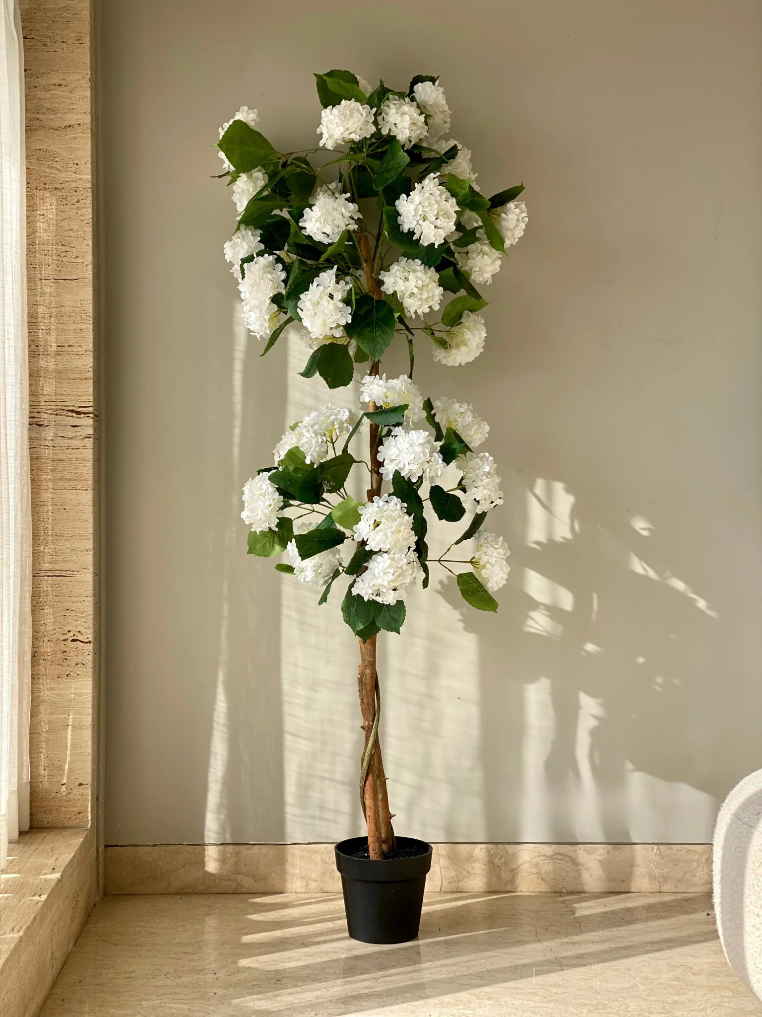 Artificial White Hydrangea Plant  - 6 Feet - Image 5