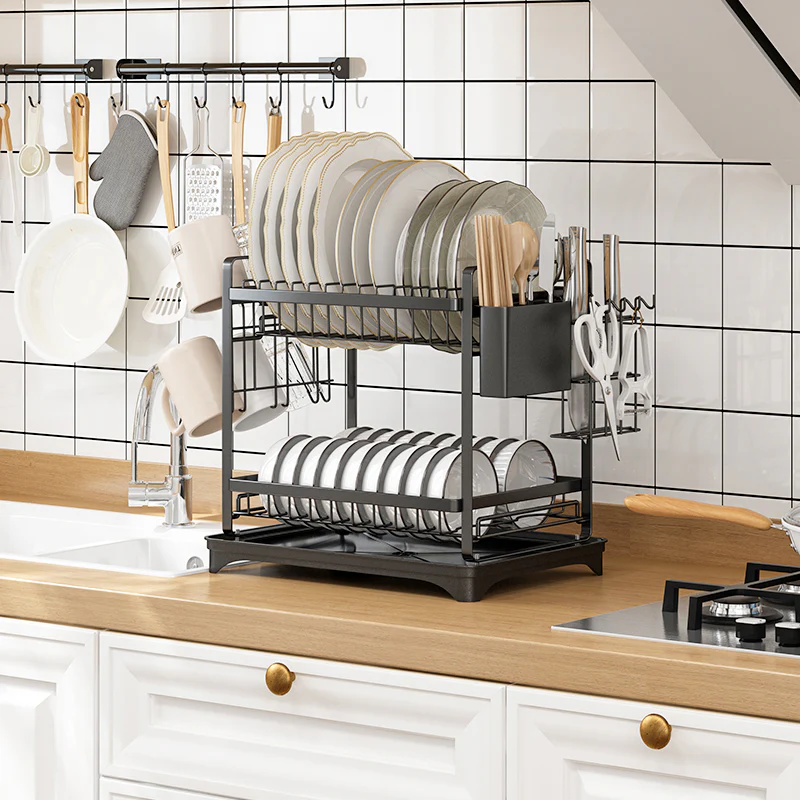 Dish Rack Two Layer - Black - Image 3