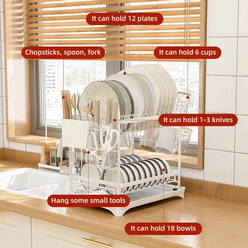 Dish Rack Two Layer - White - Image 5