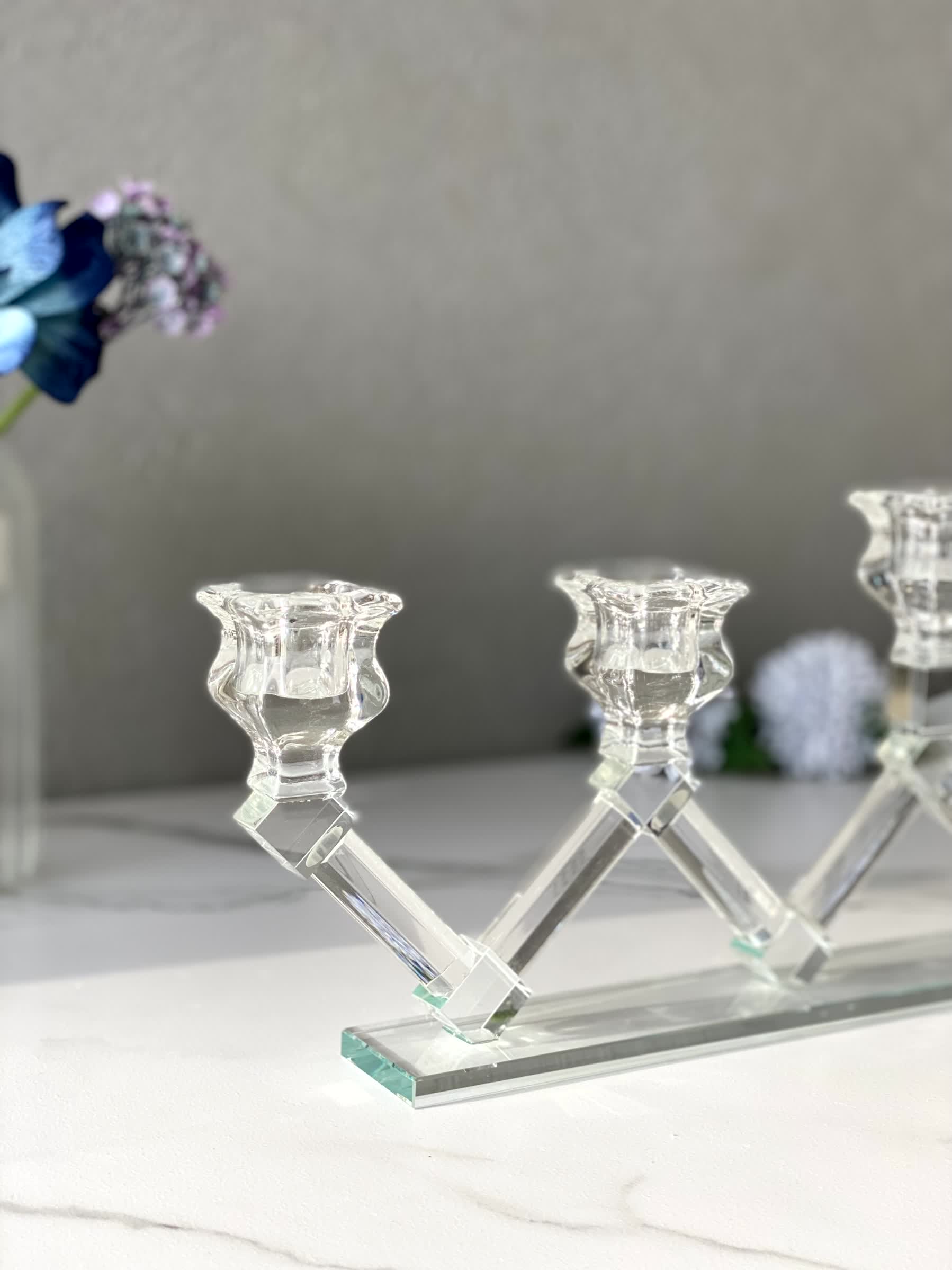 Five Arm Crystal Candle Holders - Image 3
