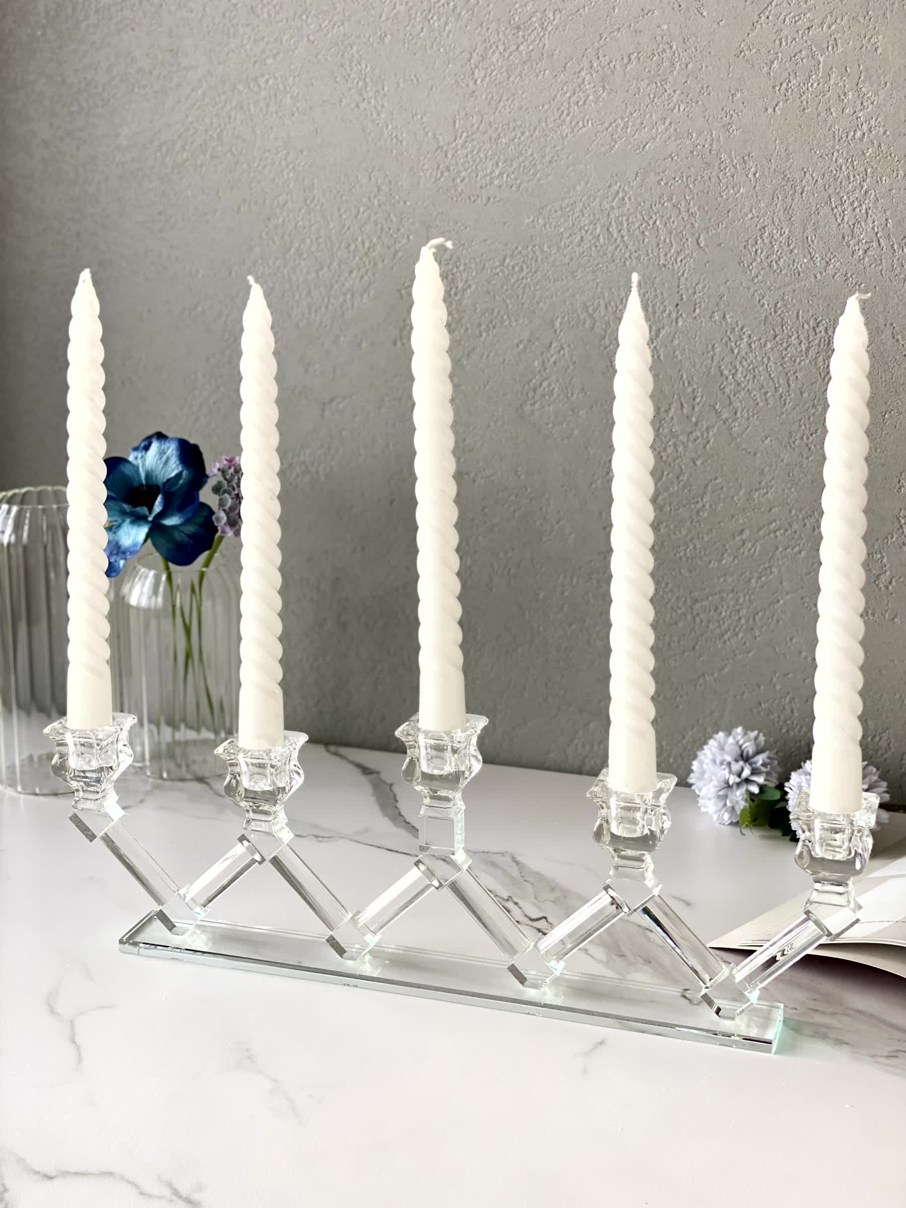 Five Arm Crystal Candle Holders - Image 4