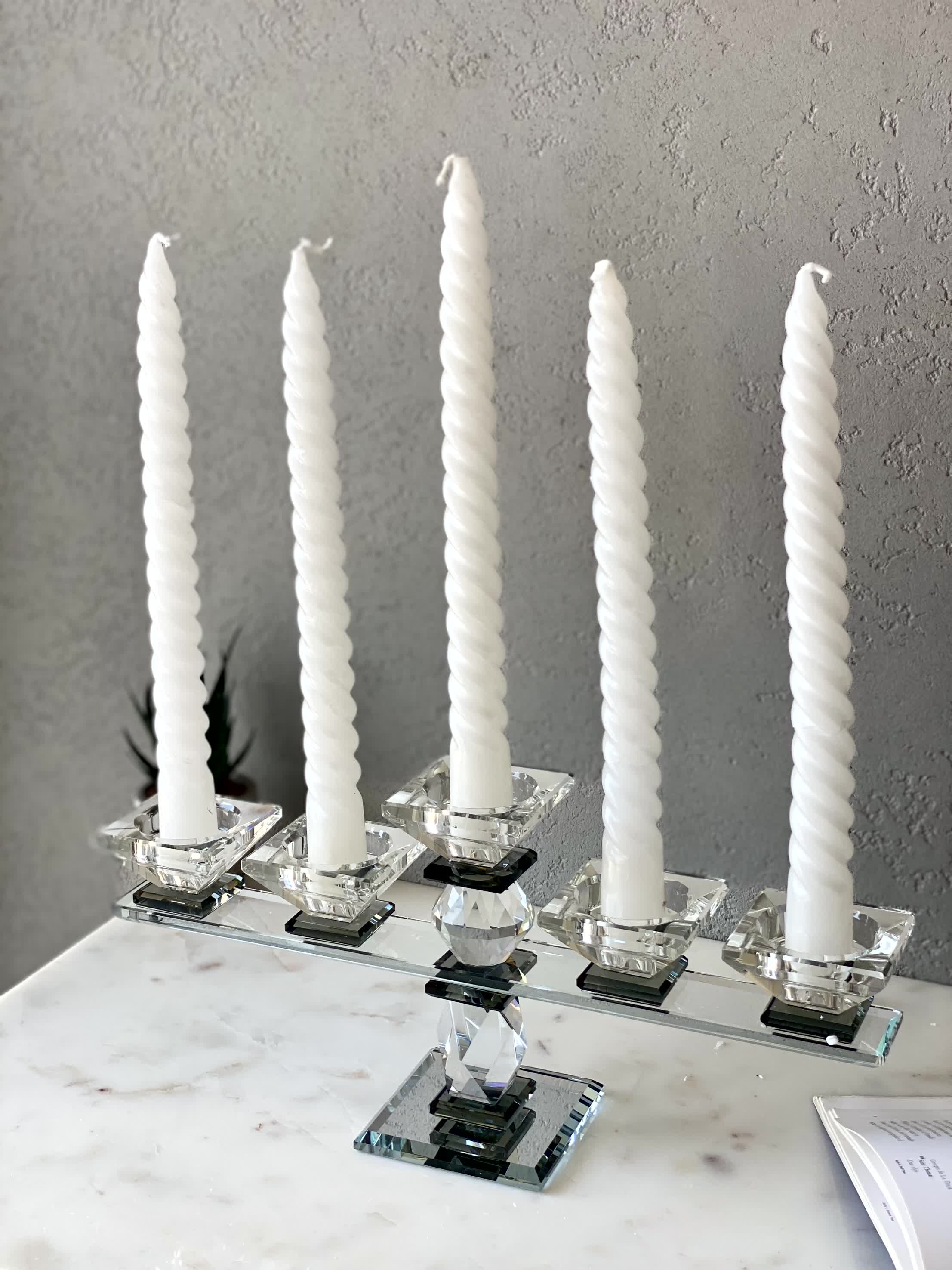 Five Arm Crystal Candle Holders- Black - Image 5