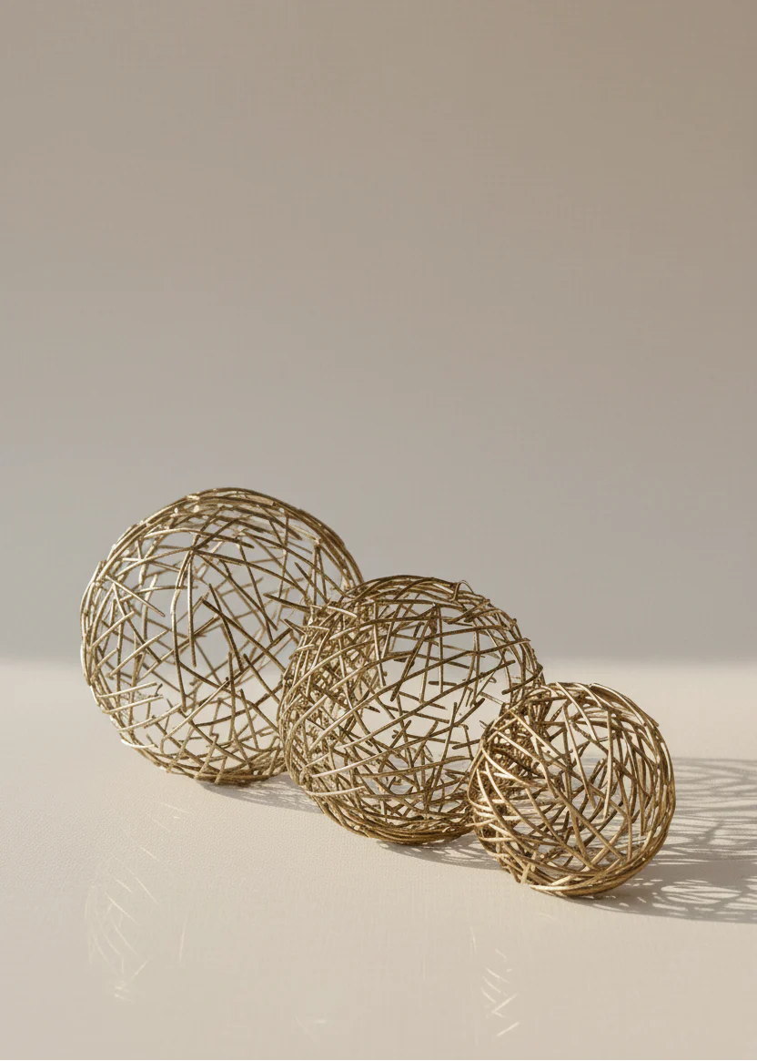 Sphere Set of 3  - Gold - Image 3