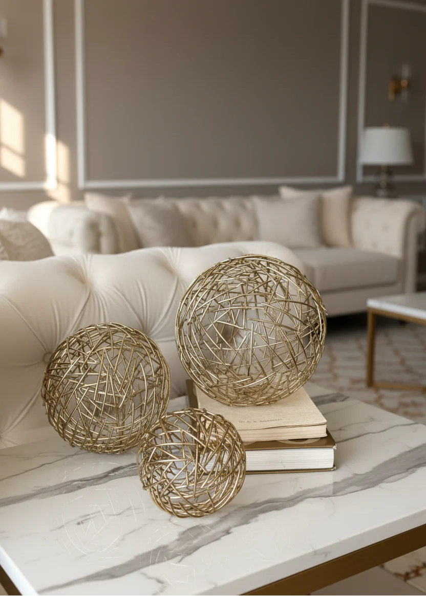 Sphere Set of 3  - Gold - Image 4