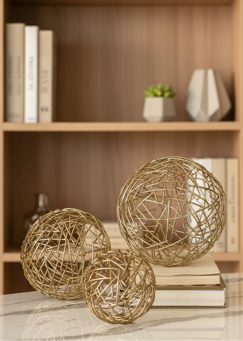 Sphere Set of 3  - Gold - Image 5