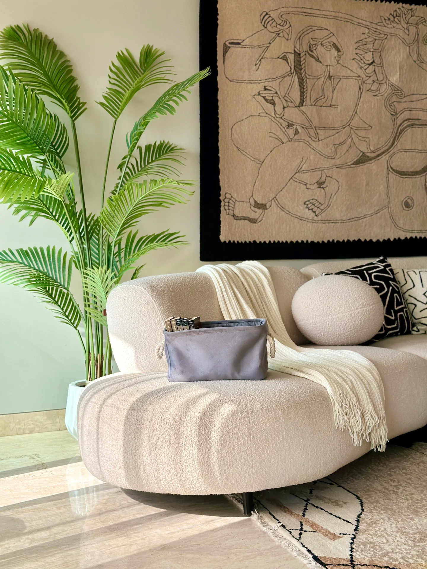 Willow Velvet Basket - Dark Grey - Image 3